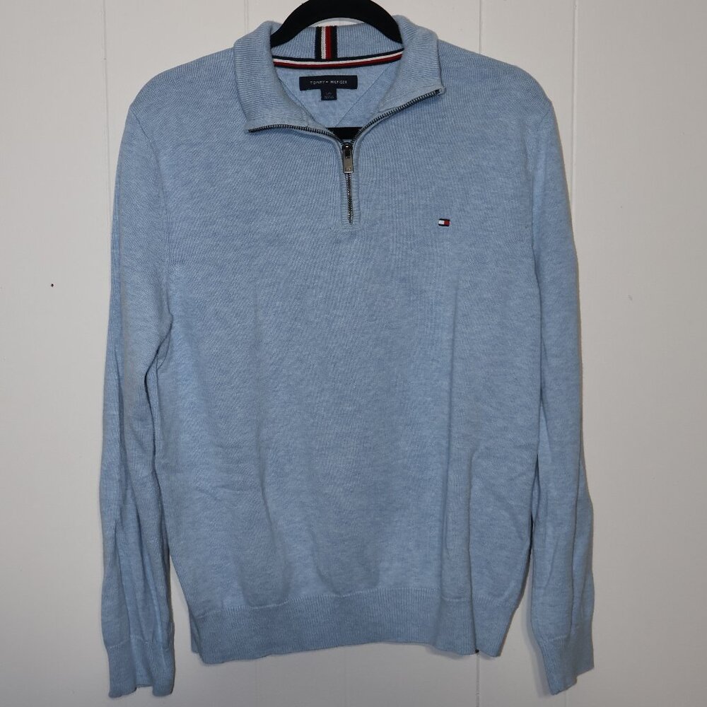 Tommy Hilfiger Quarter Zip Knit Sweater – Light Blue (Men’s L)